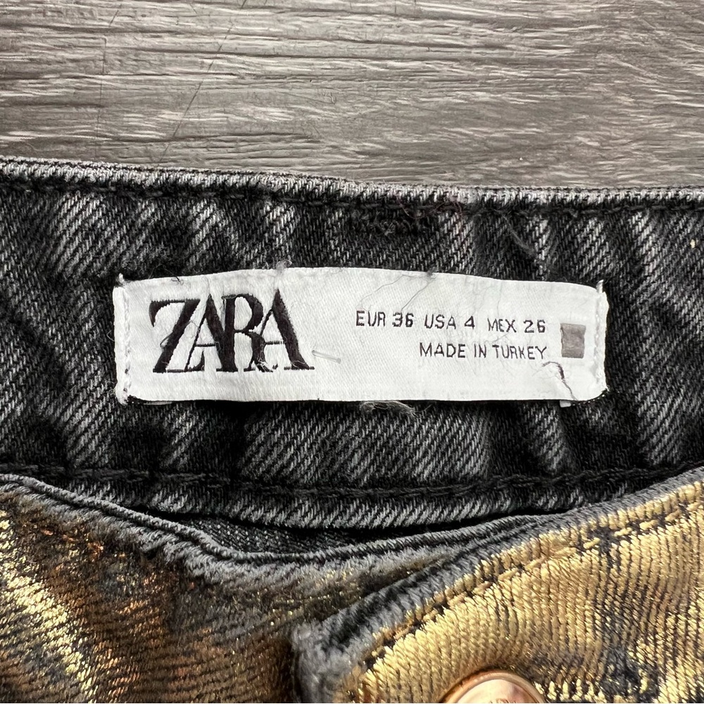 Zara Z1975 High-Waisted Straight-Leg Foil Jeans - Picture 5 of 10